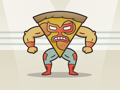Pizza Libre character food fight illustration illustrator luchador nacho libre pizza vector wrestler