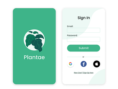 Sign In Page for Plantae dailyui ui