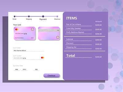 Credit Card Checkout Daily UI :: 002 daily ui :: 002 design figma purple