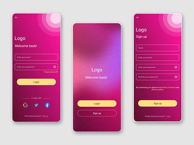 start app design login sign in sign up ui