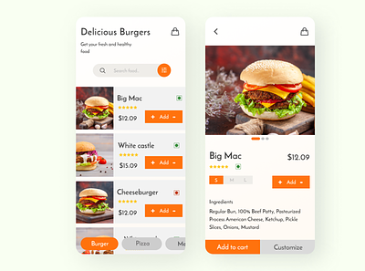 Food menu app animation graphic design ui