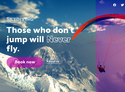 Landing page for skydiving company animation branding design graphic design illustration logo typography ui ux vector