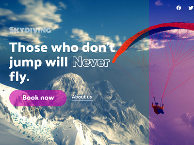 Landing page for skydiving company