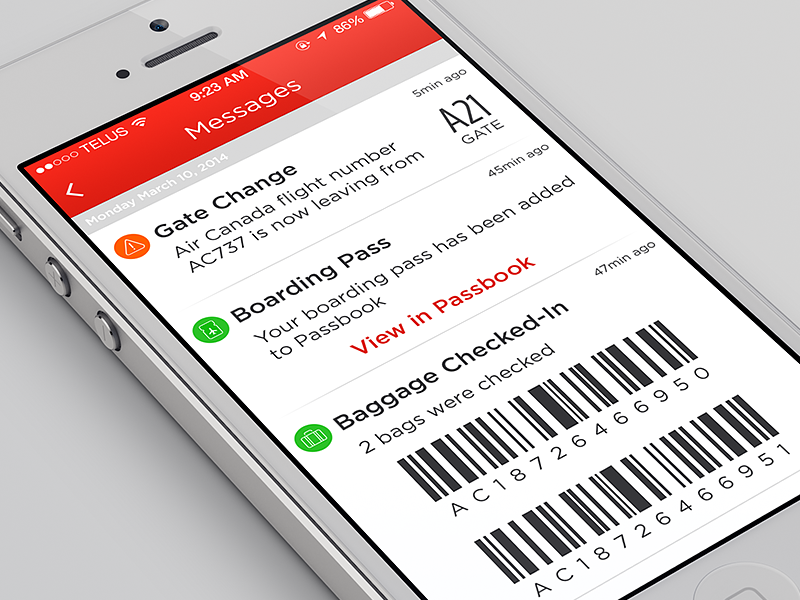 Air Canada Messages air canada messages flights airline ios development toronto ios iphone case study
