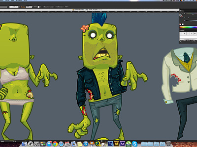 Zombies WIP cartoon character faces illustration vector wip wolf-em zombies
