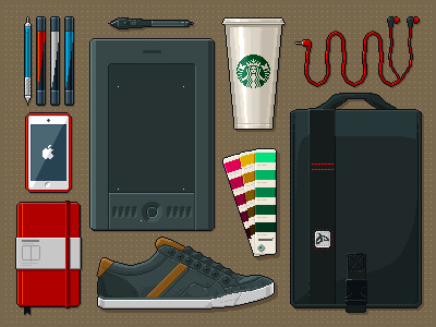 Daily Arsenal arsenal daily design flat illustrator instruments pixel props things vector wolf em workspace