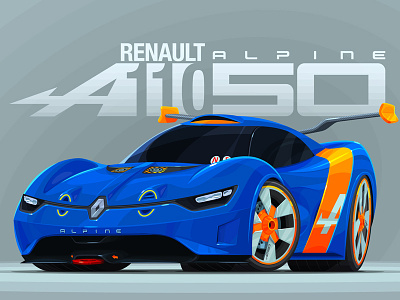 Renault Alpine A11050 alpine car cartoon illustration legend racing renault vector wolf-em