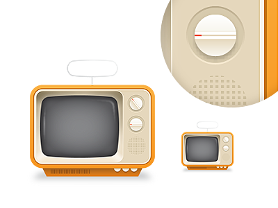 TV illustration orange retro television tv vintage