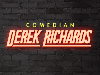 Title Card for DerekRichards.com comedian logo typography