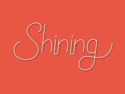 Shining hand drawn red script swash type typography white