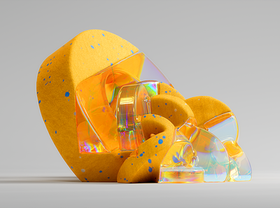 Organic 3d art design glass illustration yellow