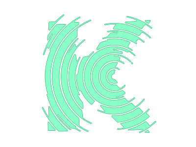K alphabet ripple swirl type
