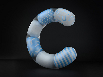 C 3d animation c letter pattern