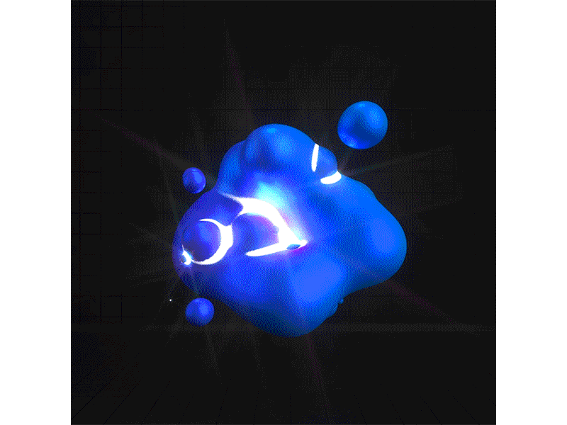 Light Moves black blob blue light rays