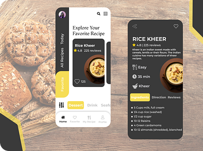 Food Recipe App app branding design illustration ui