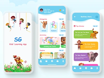 Kids E-Learning App app app design courses e learning education kids learning app learning platform mobile app mobile app design online course online learning school teaching ui uiux