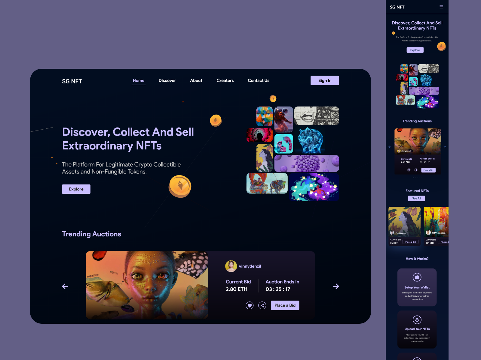 NFT Marketplace Website landing page (Dark Mode) by SolGuruz on Dribbble