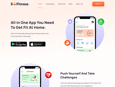 Fitness & Workout Website - Click to view full page body shape coach design exercise fitness fitness website gym trainer gym website gymnastics health health website home page landing page muscle online exercise online workouts trainers website website design workouts