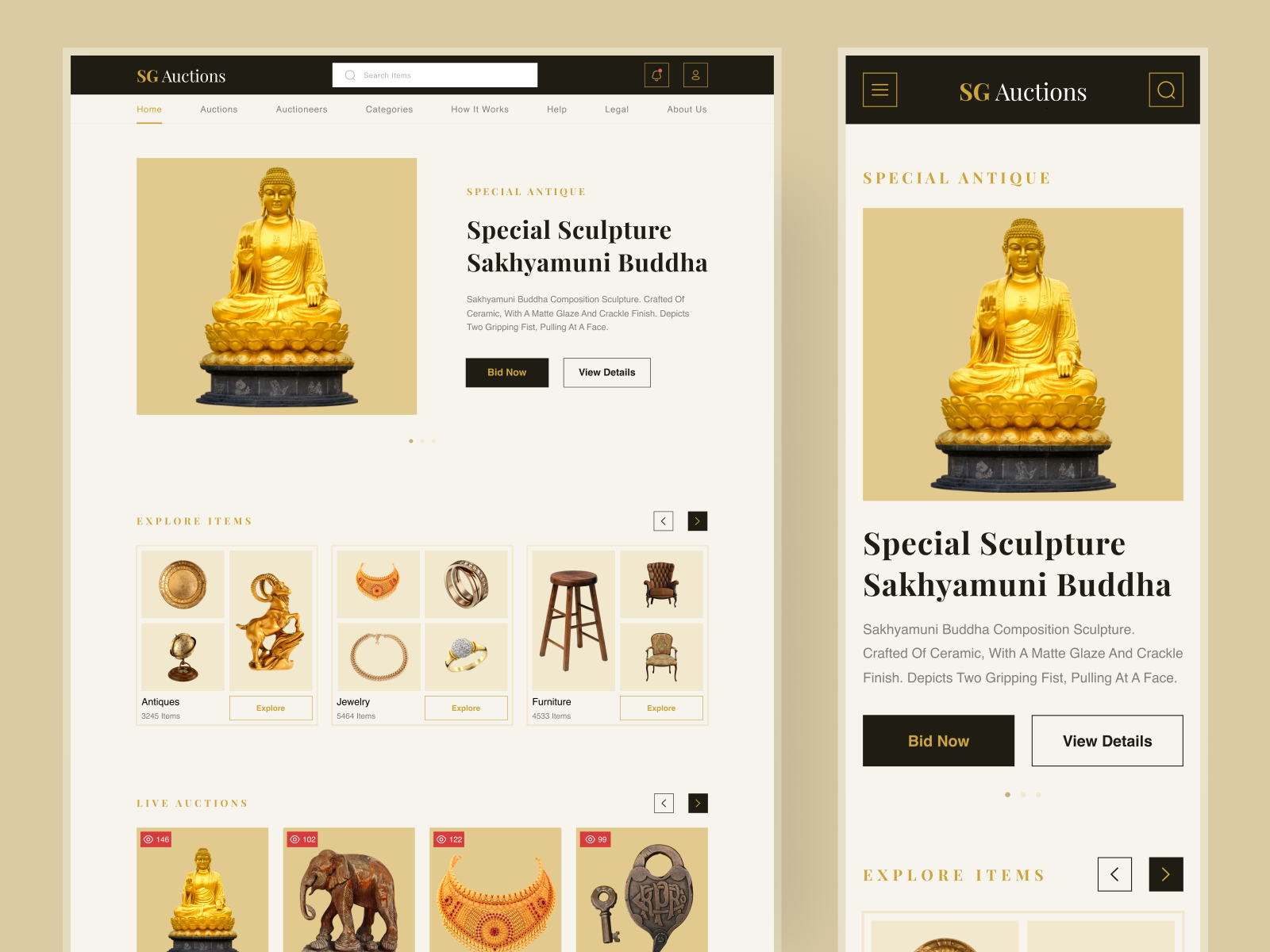 Dribbble Online art auction website design by SolGuruz.png by SolGuruz