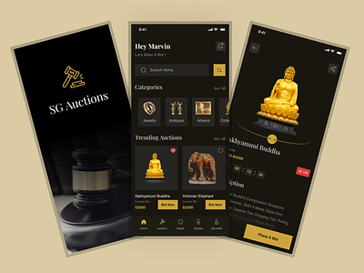 Online Auction mobile app - Dark Mode