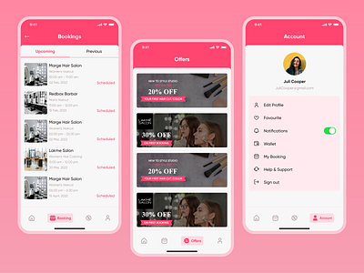 Hair Salon and Spa Booking Appointment App app app design appointment barber beauty boutique brands collections design facial hair mobile app mobile app design online products salon shop spa ui uiux
