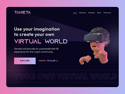 Metaverse website landing page 3d artificial artificial intelligence blockchain colorful crypto dark figma game home page imagination landing page meta metaverse multichain nft open world virtual reality vr web 3
