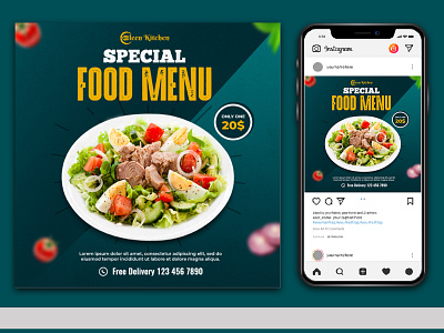 Food Promotional Social Media Post Design Template banner banner design branding burger chicken design facebook post food graphic design healthy food instagram instagram post restaurant social media social media post social media post design