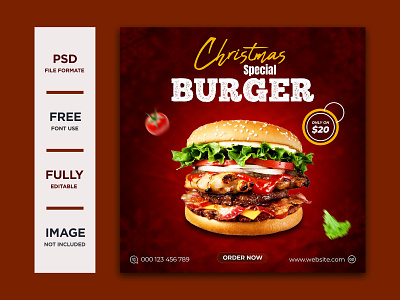 Xmas Special Food Promotional social Media Post Design Template