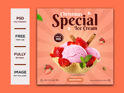 This is Christmas Special Ice Cream  Social Media Post Template