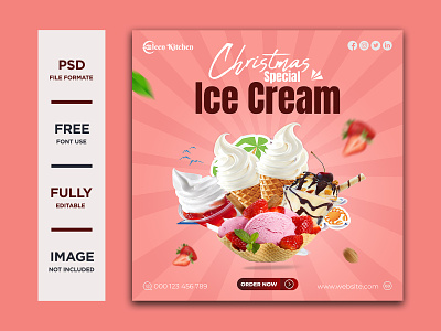 This is Christmas Special Ice Cream Social Media Post Template adds banner banner design branding christmas design food ice cream instagram post promotional restaurant social media social media post