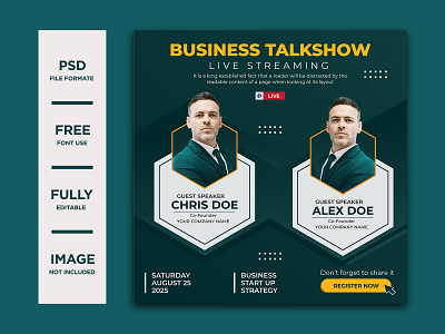 Live streaming Business Talkshows social media post template ads banner design branding corporate design facebook post illustration instagram post logo social media social media post ui