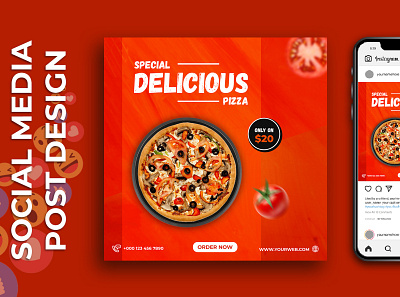 Food Menu Design for Special Delicious Pizza banner design branding burger design facebook post instagram post pizza social media social media post