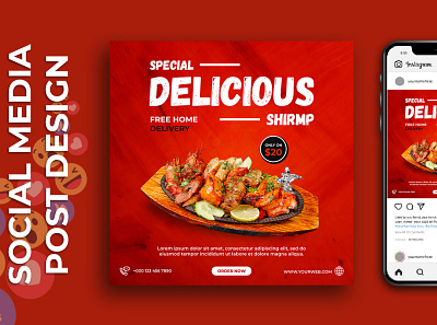 Special Shrimp Social Media Banner or Food Menu Design banner design branding design facebook post illustration instagram post social media social media post