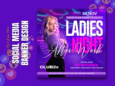 Night Club Flyer Or Social Media Post Design banner design branding design facebook post instagram post social media social media post