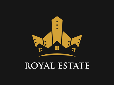 Royal Estate brand branding building crown design estate forsale gold illustration legendary logo logodesign logomark luxury mortgage real realestate realty royal vector