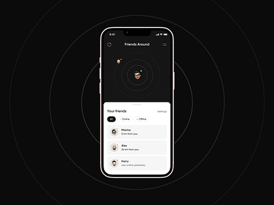 App for viewing friends around app design ui ux