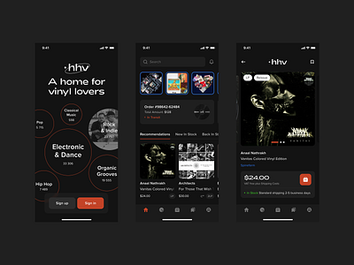 HHV — a home for vinyl lovers app design music ui ux vinyl