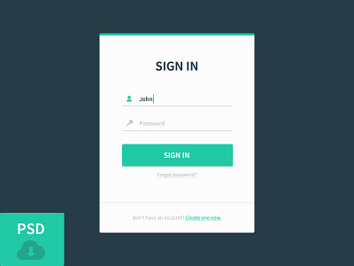 Sign In Modal blue button clean free freebie green modal psd sign in ui