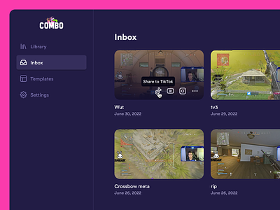 Combo - Inbox clean combo dark grid interface share ui ux