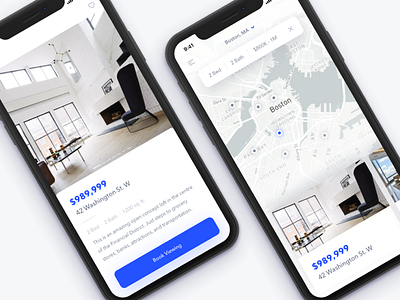 Househunting apartment app clean house ios iphone iphone x mobile real estate ui white