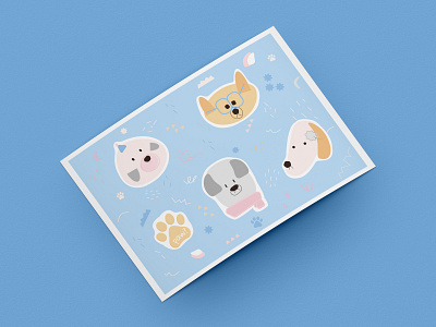 Cute dogs stickers design dog graphic design illustration stickers