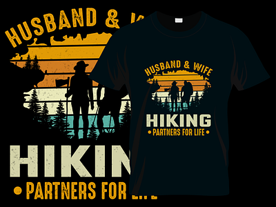 Husband & wife Hiking Custom Graphic & Typography T shirt Design manualtshirtdesign