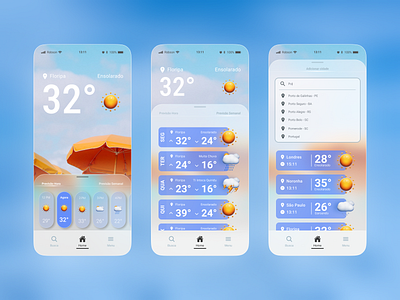 Aplicativo de previsão do tempo app broadcast design figma mobile product ui ux weather