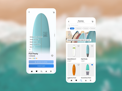 Surf shop app app design mobile product ui ux
