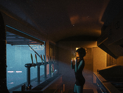 Midnight cigarette 3d cinematic dark digital art