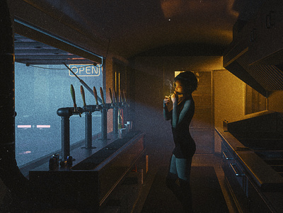 Midnight cigarette 3d car cinema cinematic city dark design digital art