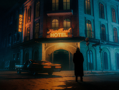 Hotel 3d car cinema cinematic city dark digital art