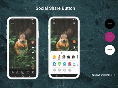 Social Share Button app appdesign branding dailyui dailyuichallenge design entertainment figma music nature share sharebutton socialshare socialsharebutton tiktok ui