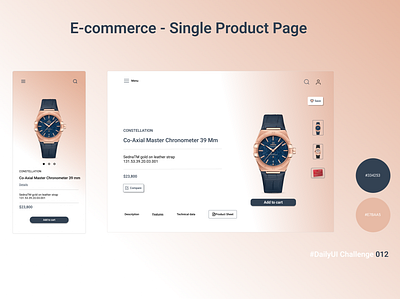 Single Product Page appdesign branding dailyui dailyuichallenge ecommerce graphic design omegawatch productpage singleproductpage ui watch webdesign
