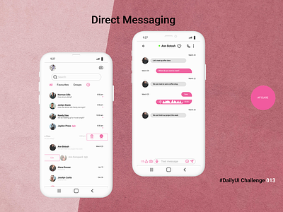 Direct Messaging appdesign chat chatapp dailyui dailyuichallenge directmessaging figma message messanger mobileapp ui